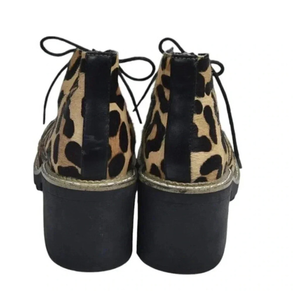 TopShop Chunky Heel Boots NWOT Calf Hair Leopard Brown Black Booties Size 37 - Picture 7 of 12